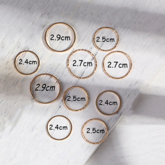 Minimalist Set of 9 Stackable Gold or Silver Rings - Picture 9 of 9